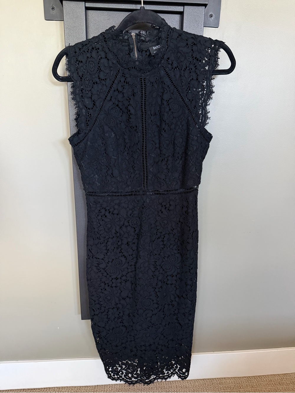 Bardot Black Floral Lace High Neck Midi Cocktail Dress XS US 4
